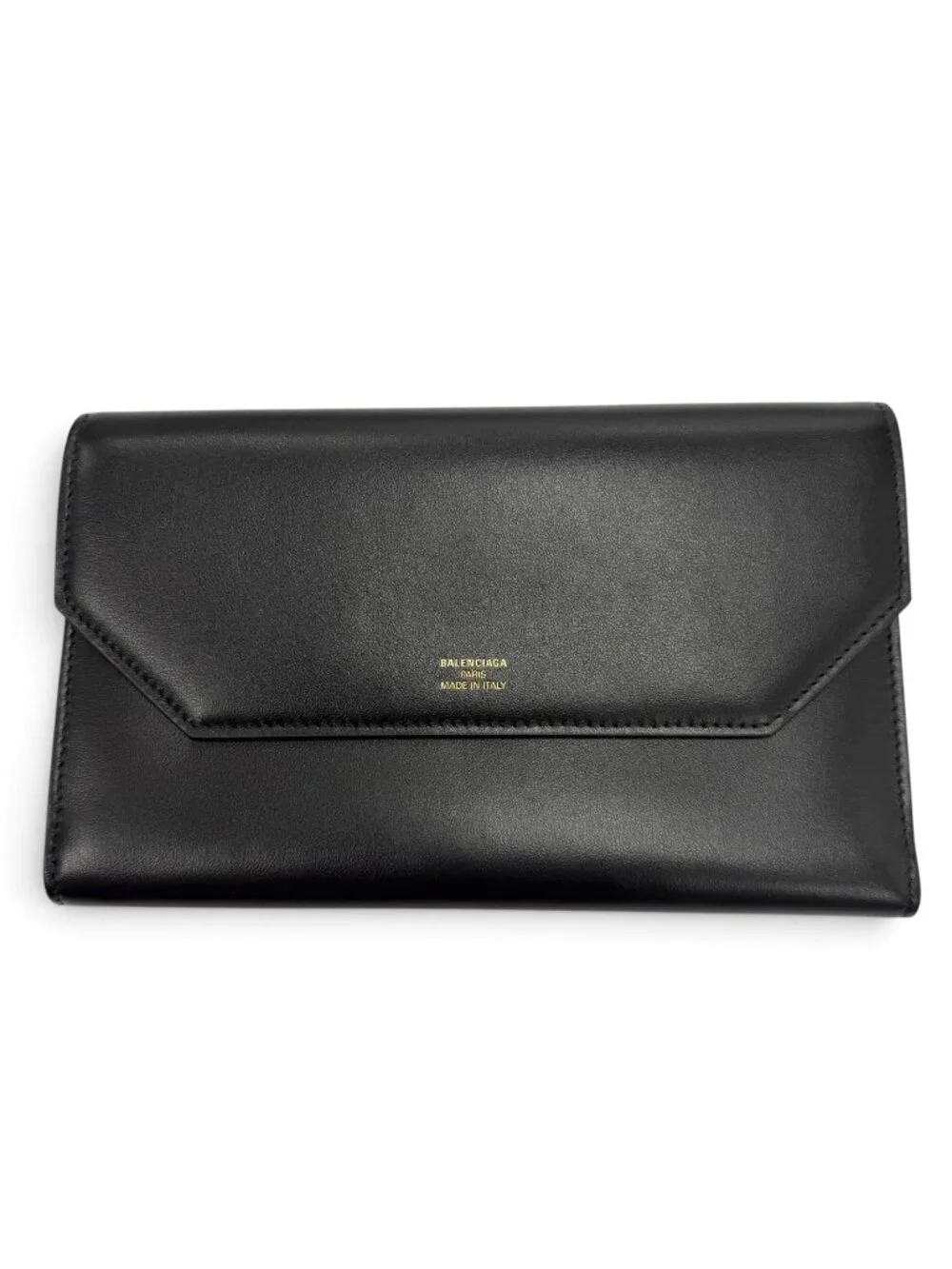 Balenciaga Envelope Leather Wallet Black Gold